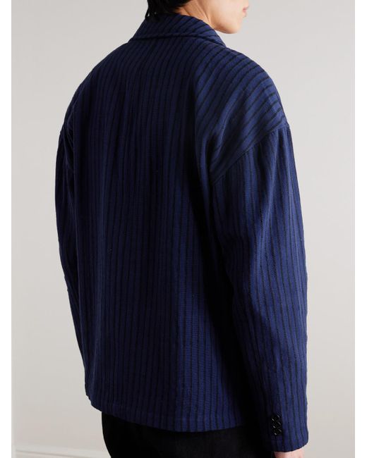 Kardo Blue Hugh 2.0 Unstructured Striped Cotton Suit Jacket for men