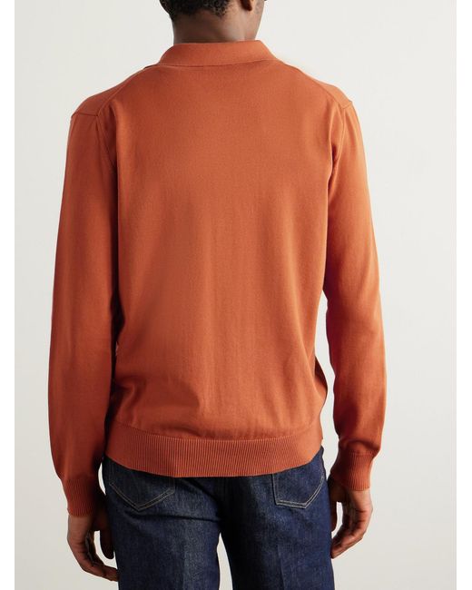 Piacenza 1733 Orange Pointelle-Knit Cotton Shirt for men