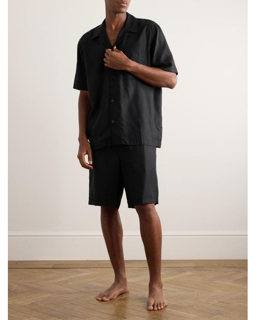 CDLP Black Straight-Leg Lyocell Pyjama Shorts for men