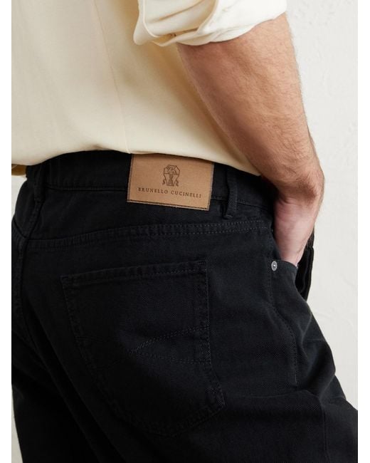 Brunello Cucinelli Blue Slim-Fit Straight-Leg Logo-Embroidered Jeans for men