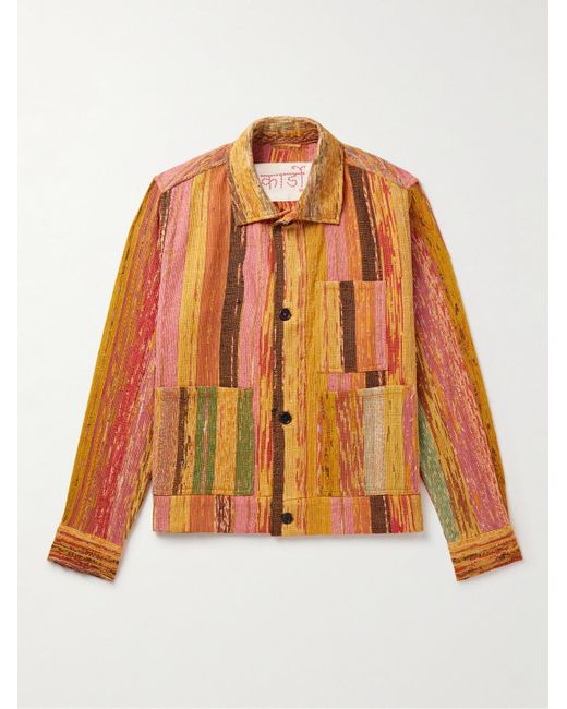 Kardo Orange Bodhi Embroidered Cotton Chore Jacket for men