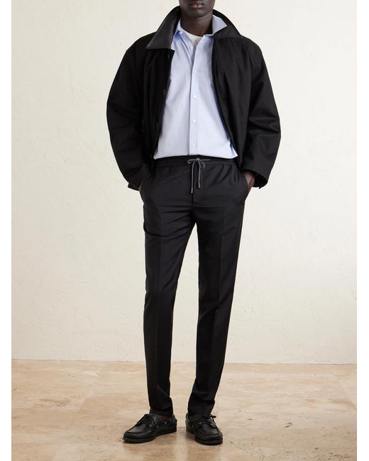 Slowear Blue Slim-Leg Virgin Wool Drawstring Trousers for men