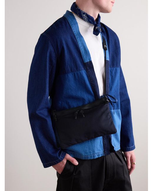 Blue Blue Japan White Webbing-trimmed Cotton-blend Canvas Messenger Bag for men