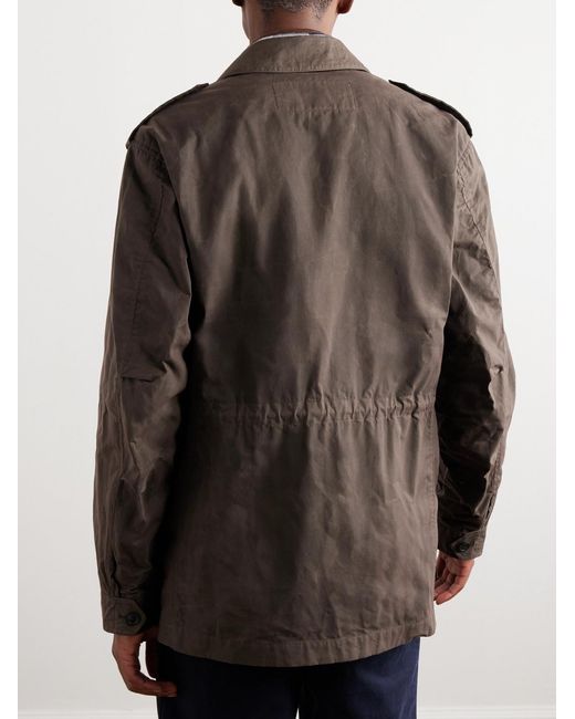 James Purdey & Sons Brown Leather-Trimmed Cotton Field Jacket for men