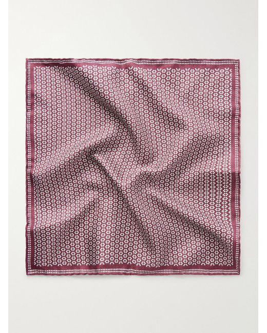 Brunello Cucinelli Red Printed Silk Pocket Square for men