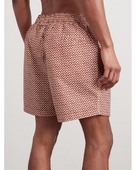 Derek Rose Pink Tropez Straight-Leg Mid-Length Printed Swim Shorts for men