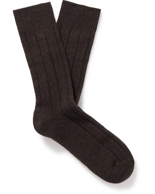Anderson & Sheppard Ribbed-knit Socks in Black for Men | Lyst