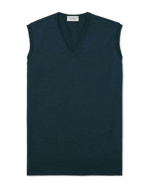 John Smedley Green Hadfield Slim-Fit Merino Wool Sweater Vest for men