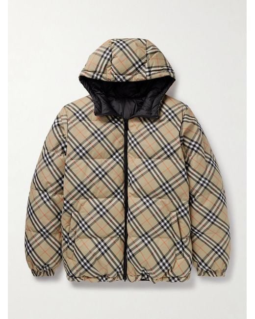 Burberry Natural Reversible Checked Quilted Shell Hooded Down Jacket for men
