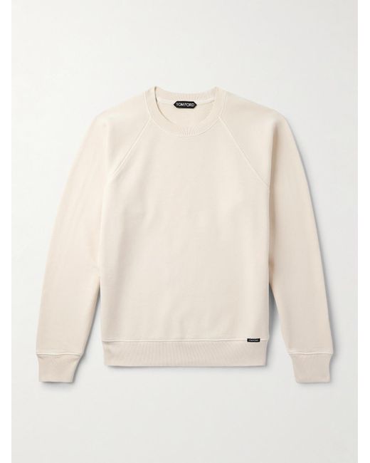Tom Ford Natural Logo-appliquéd Garment-dyed Cotton-jersey Sweatshirt for men