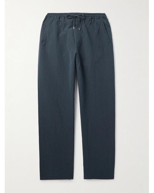 A Kind Of Guise Blue Samurai Straight-Leg Cotton And Linen-Blend Seersucker Drawstring Suit Trousers for men