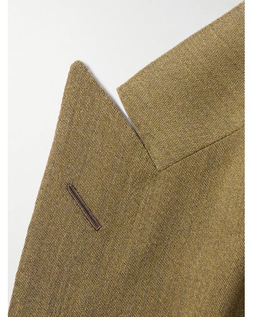 Loro Piana Green Double-Breasted Virgin Wool-Twill Suit Jacket for men