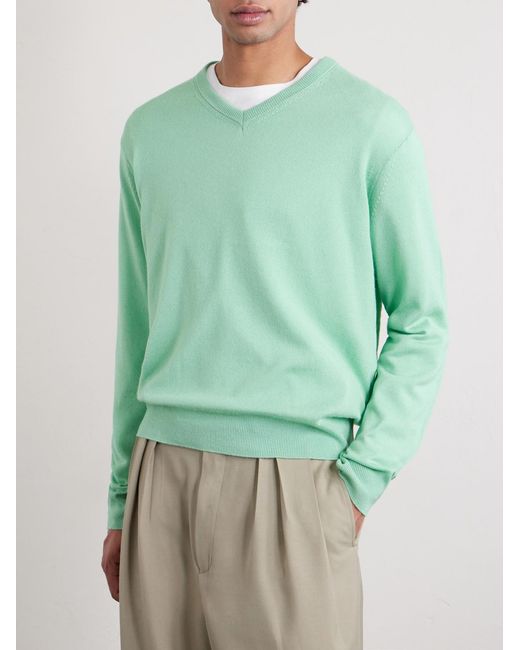 Cashmere And Silk-Blend Sweater di Auralee in Green da Uomo