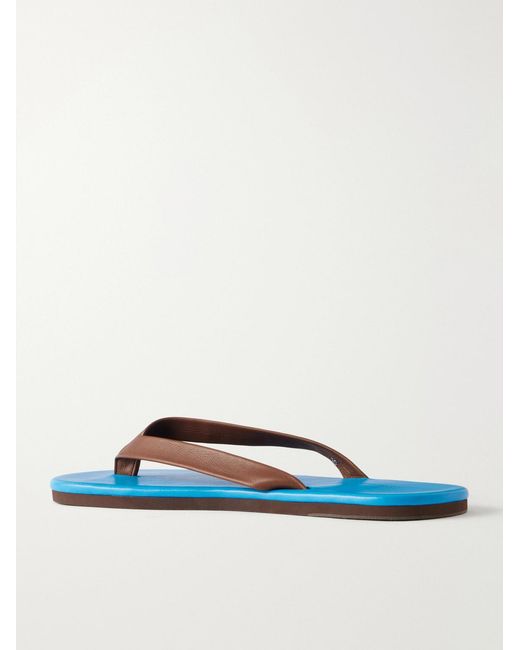 Auralee Blue Leather Flip-Flops for men