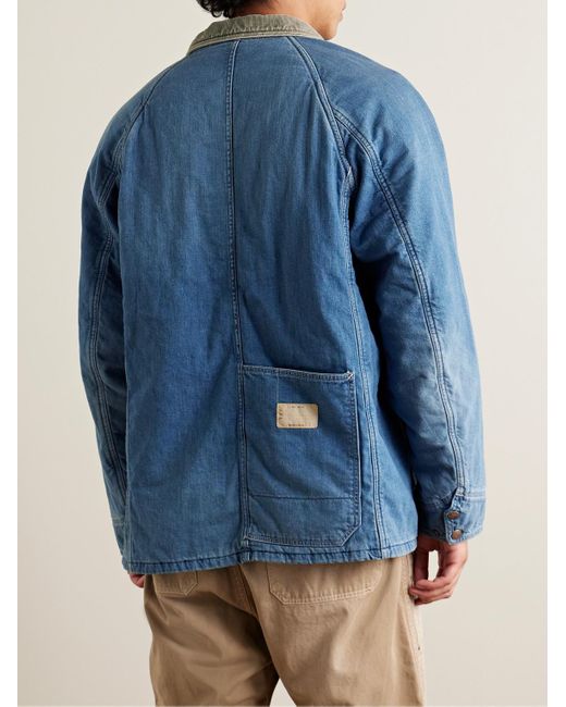 Kapital Blue Cactus Corduroy-trimmed Denim Jacket for men