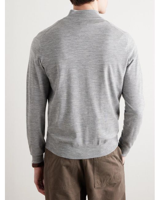 Peter Millar Gray Excursionist Flex Wool-blend Half-zip Sweater for men