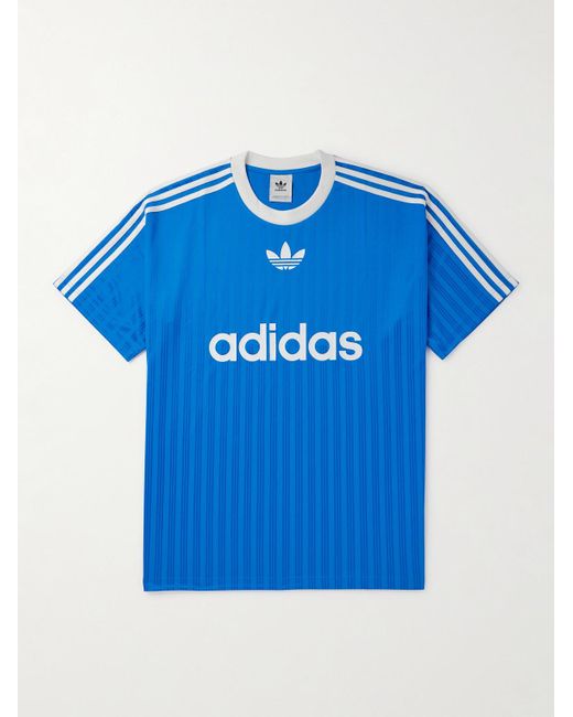 Adidas Originals Blue Adicolor Logo-print Recycled-piqué T-shirt for men