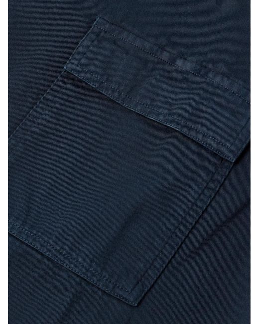 Dries Van Noten Blue Camp-Collar Cotton-Twill Shirt for men