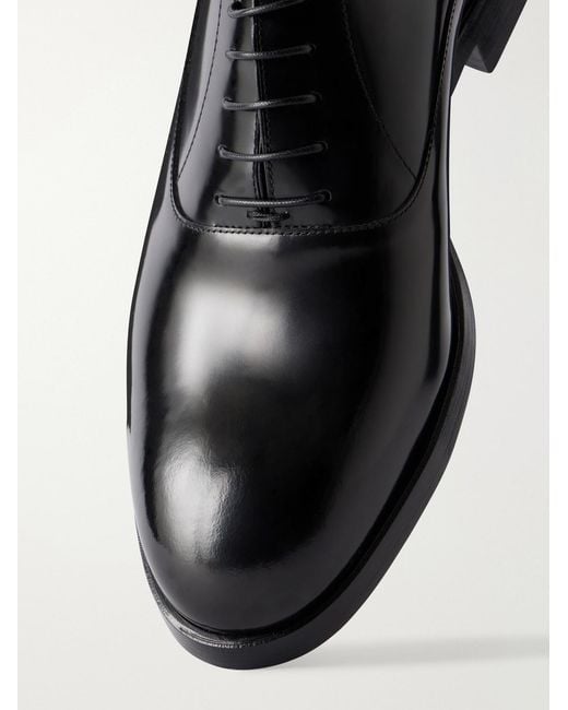 Brunello Cucinelli Black Leather Oxford Shoes for men
