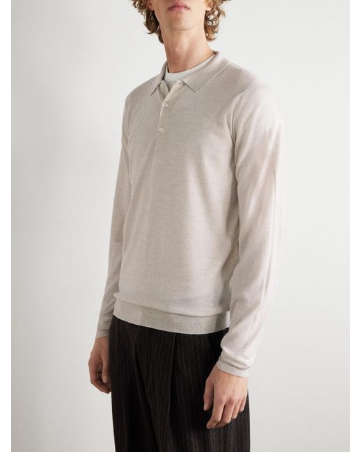 John Smedley White Belper Slim-Fit Merino Wool Polo Shirt for men