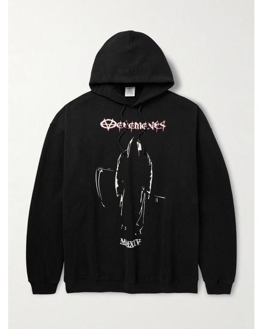 Vetements Black Oversized Printed Cotton-Blend Jersey Hoodie for men