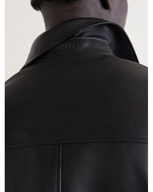 Versace Black Leather Blouson Jacket for men