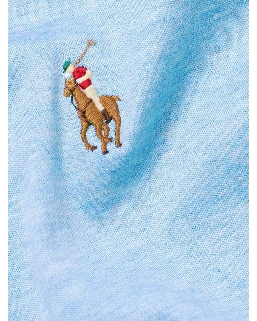 Polo Ralph Lauren Blue Logo-Embroidered Cotton-Jersey Polo Shirt for men