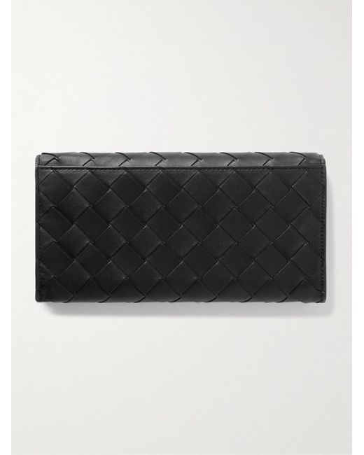 Bottega Veneta Black Intrecciato Leather Wallet for men