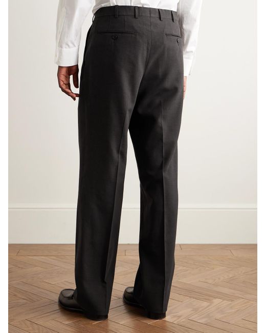 Saman Amel Black Straight-Leg Pleated Wool-Blend Suit Trousers for men