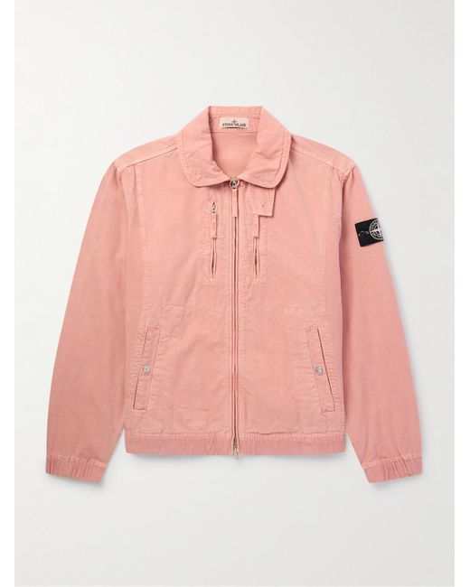 Stone Island Pink Logo-appliquéd Cotton And Lyocell-blend Canvas Jacket for men