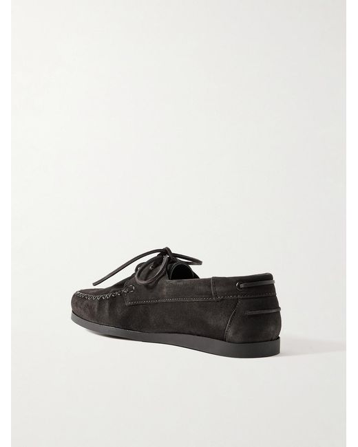 VINNY'S Black Suede Boat Shoes for men