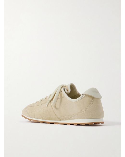 Jacquemus The Tennis Sneakers aus Veloursleder mit Krokodileffekt und Lederbesatz in White für Herren