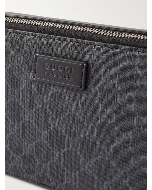 Gucci Gray Logo-appliquéd Leather-trimmed Monogrammed Coated-canvas Messenger Bag for men