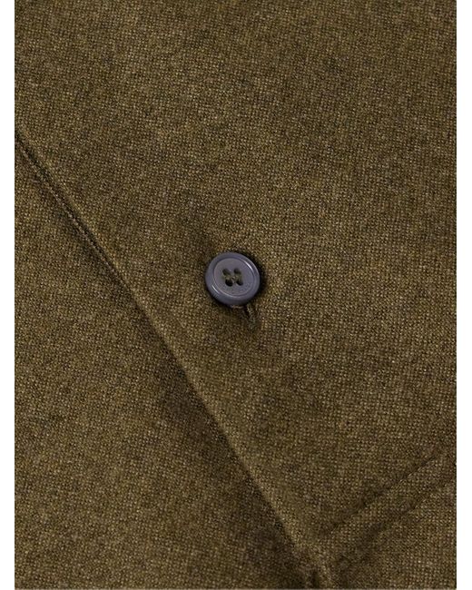 Loro Piana Green Elia Grandad-Collar Virgin Wool And Cashmere-Blend Shirt for men