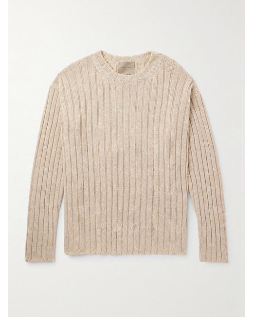 Federico Curradi Natural Ribbed Linen And Organic Cotton-Blend Sweater for men