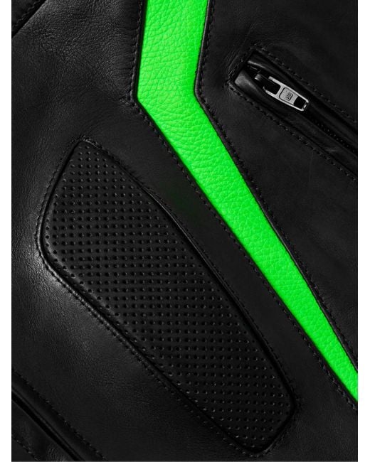 Giacca oversize in pelle a pannelli effetto consumato Racer di Balenciaga in Green da Uomo