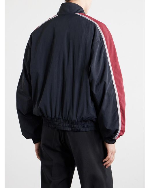 Versace Blue Logo-Embroidered Shell Jacket for men