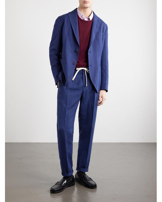 Eleventy Blue Lyocell And Linen-Blend Suit Jacket for men