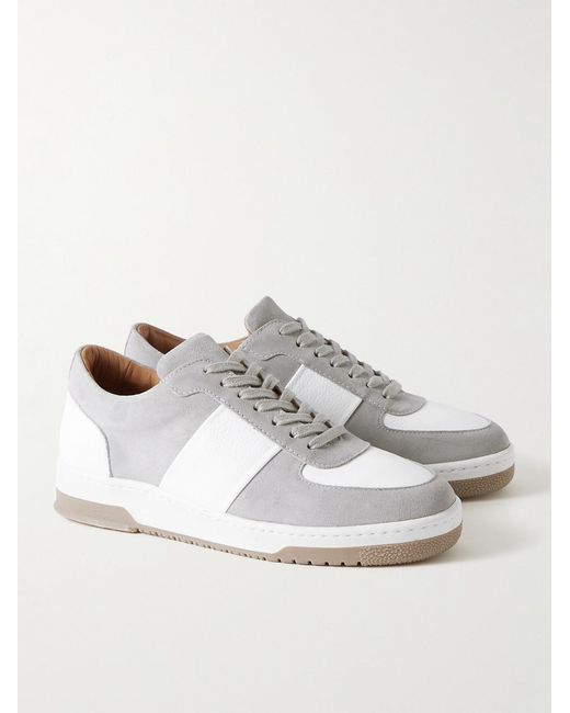 Mr P. White Atticus Suede And Full-Grain Leather Sneakers for men