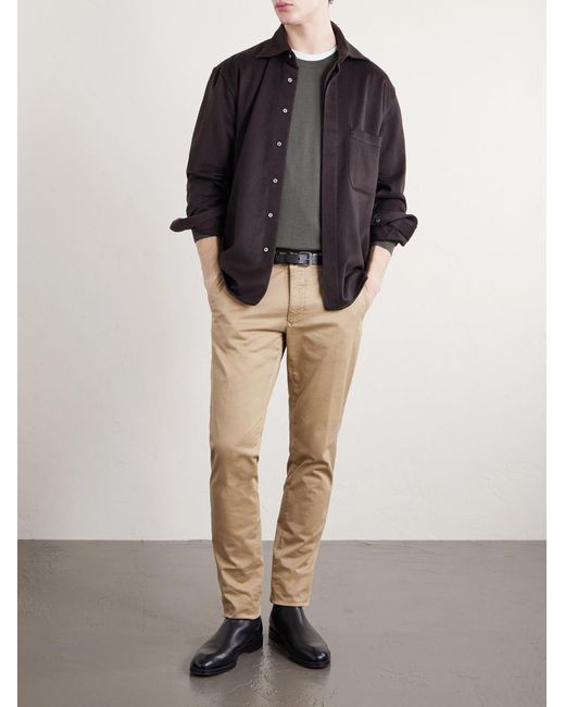 Slowear Natural Slim-fit Tapered Stretch-cotton Gabardine Trousers for men
