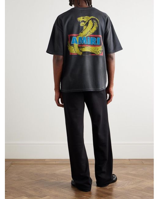 Amiri Blue T-Shirt With Print And Shimmering Appliqués for men