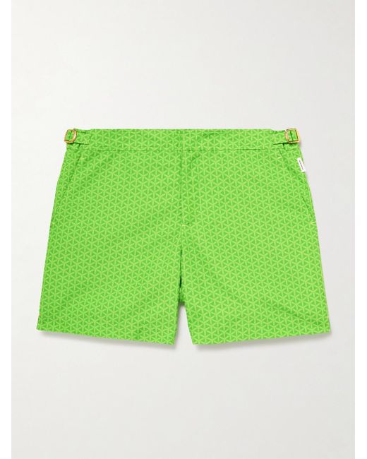Orlebar Brown Green Lamborghini Bulldog Reticolo Straight-Leg Mid-Length Recycled Swim Shorts for men
