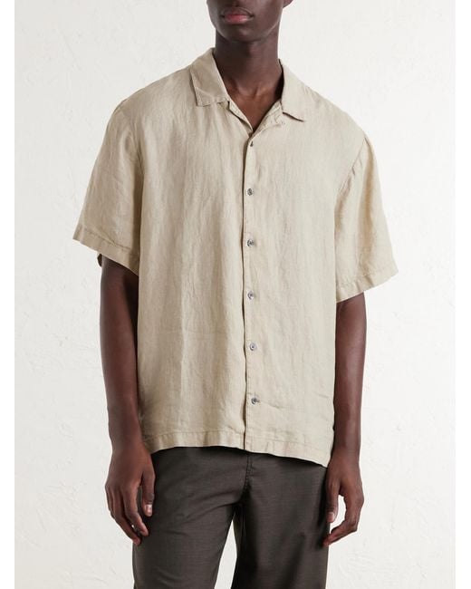 James Perse Natural Convertible-collar Linen Shirt for men