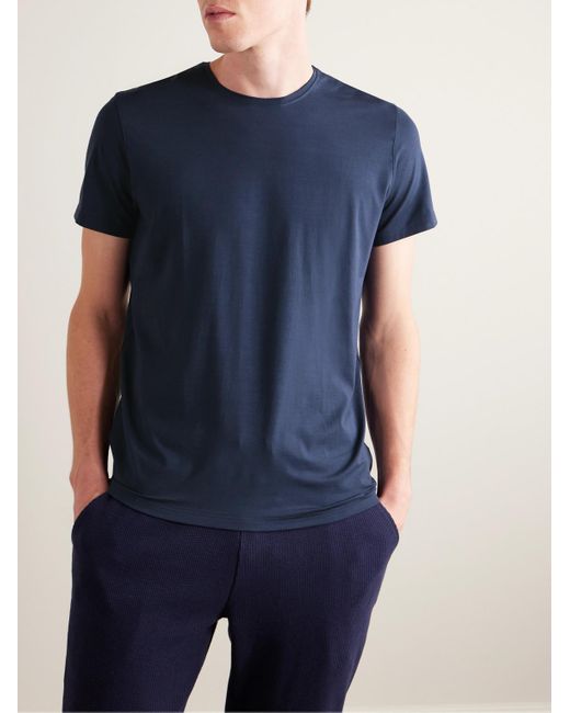 Derek Rose Blue Basel Stretch Micro Modal Jersey T-Shirt for men