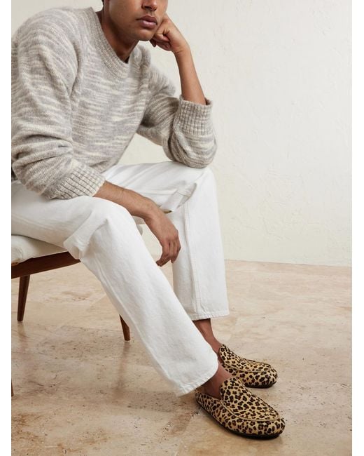 VINNY'S White Donnie Leopard-print Pony Hair Loafers for men