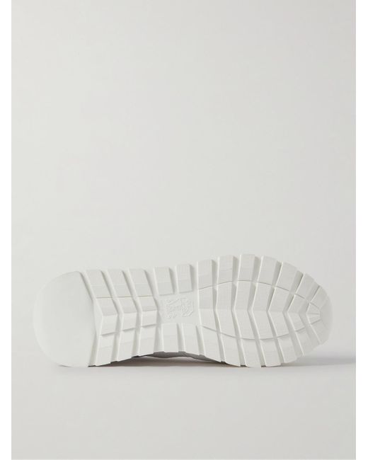 Sneakers in camoscio traforato con finiture in pelle Olimpo di Brunello Cucinelli in White da Uomo