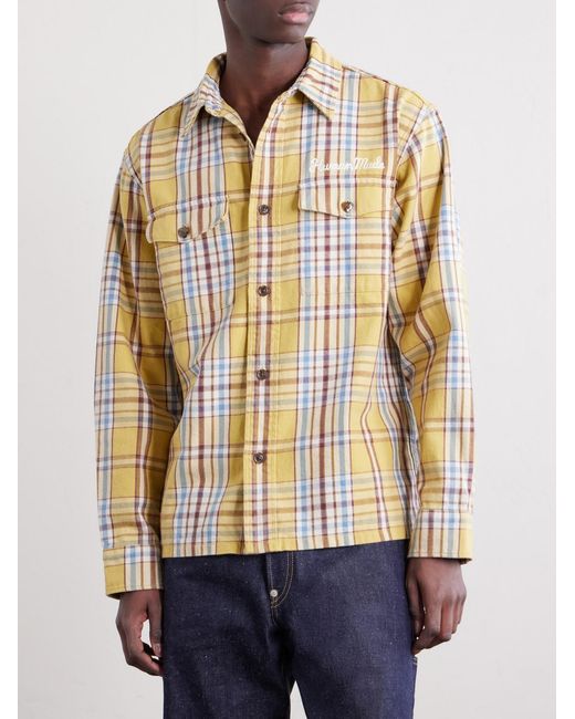 Human Made Metallic Logo-embroidered Checked Cotton-flannel Shirt for men