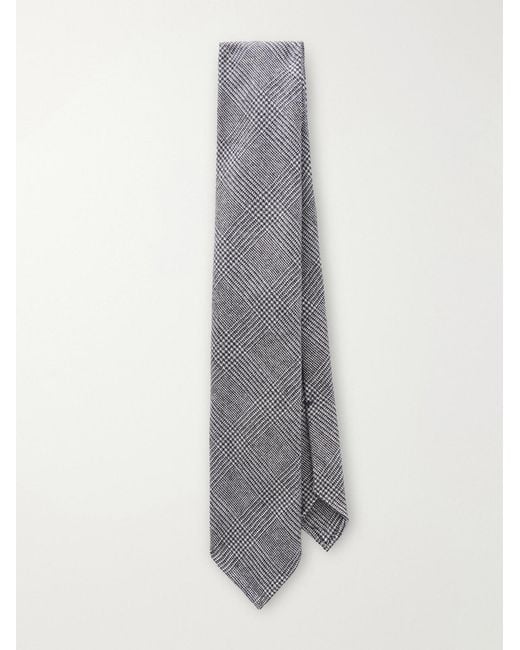 De Petrillo Gray 8Cm Prince Of Wales Wool Tie for men