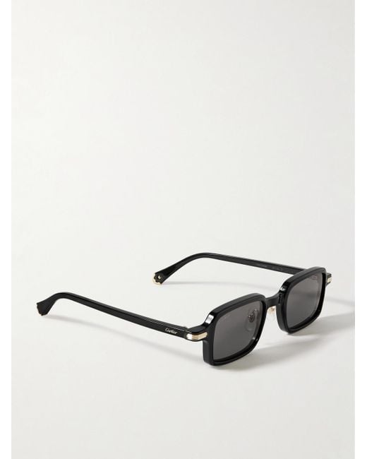 Cartier Black Rectangular-Frame Acetate Sunglasses for men