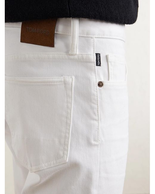 Tom Ford White Slim-fit Straight-leg Cotton-blend Corduroy Trousers for men